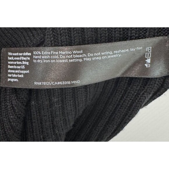 Eileen Fisher XXS Black Ribbed Sweater Knit 100% Merino Wool Pencil Skirt $248 - Picture 4 of 12